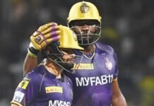 Russell storm, Rahane’s tactics help KKR trump Parag-led RR by 1 run to keep playoff hopes alive
